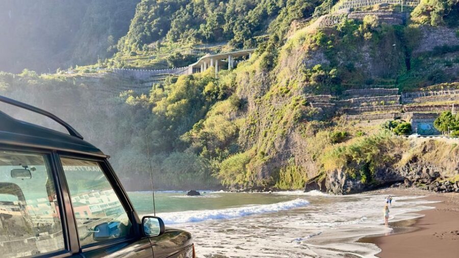 From Funchal:West Madeira Open-roof 4x4 Day Tour with Pickup - Ribeira da Janela: a scenic pit stop with a different coast feel