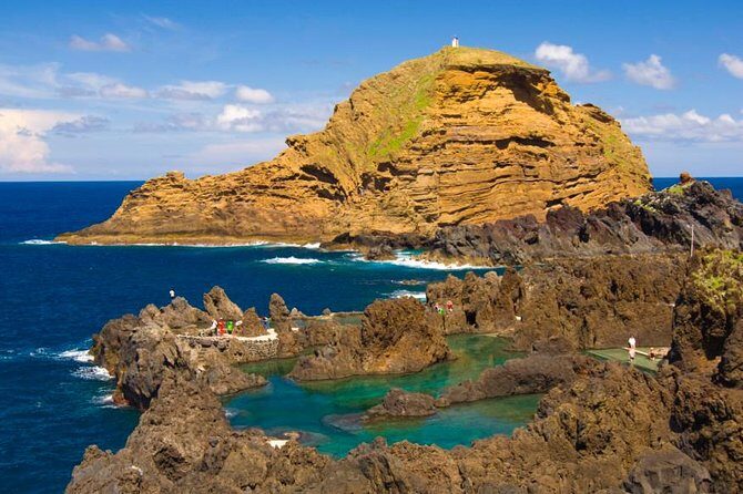 Porto Moniz - Natural Swimming Pools - Véu da Noiva Stop: Black-Sand Views and a Waterfall That Looks Like Sculpture